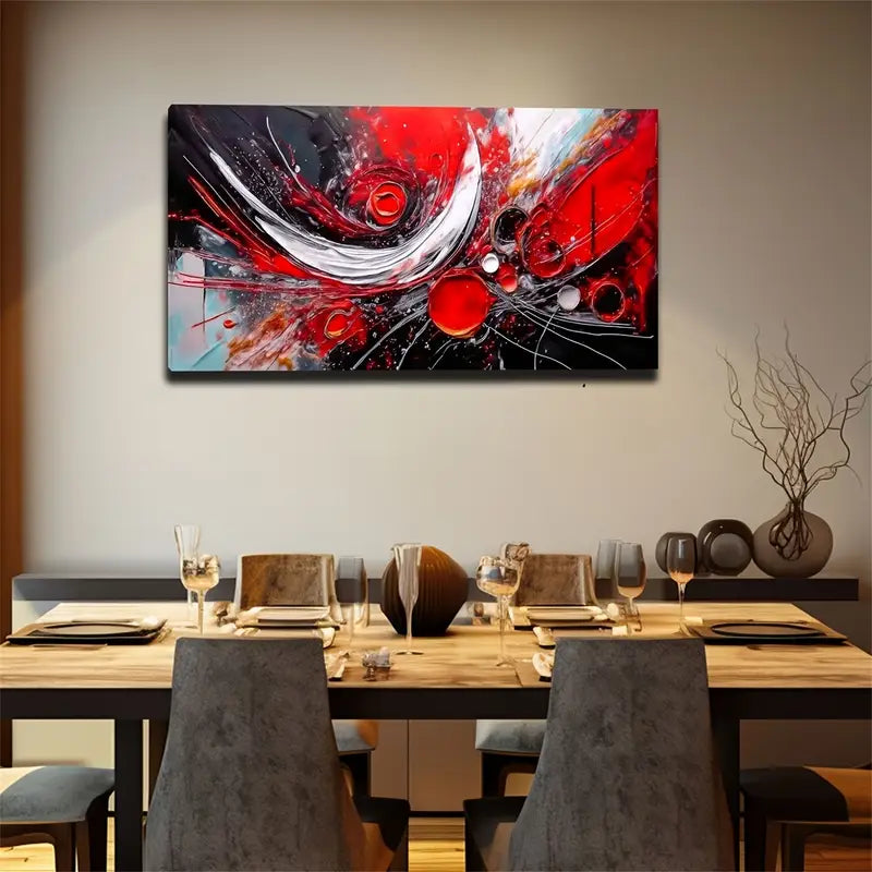 Abstract Red Modern Colors Wall Art Canvas Office Home Room Framed 120x60cm - Bella Home Decor