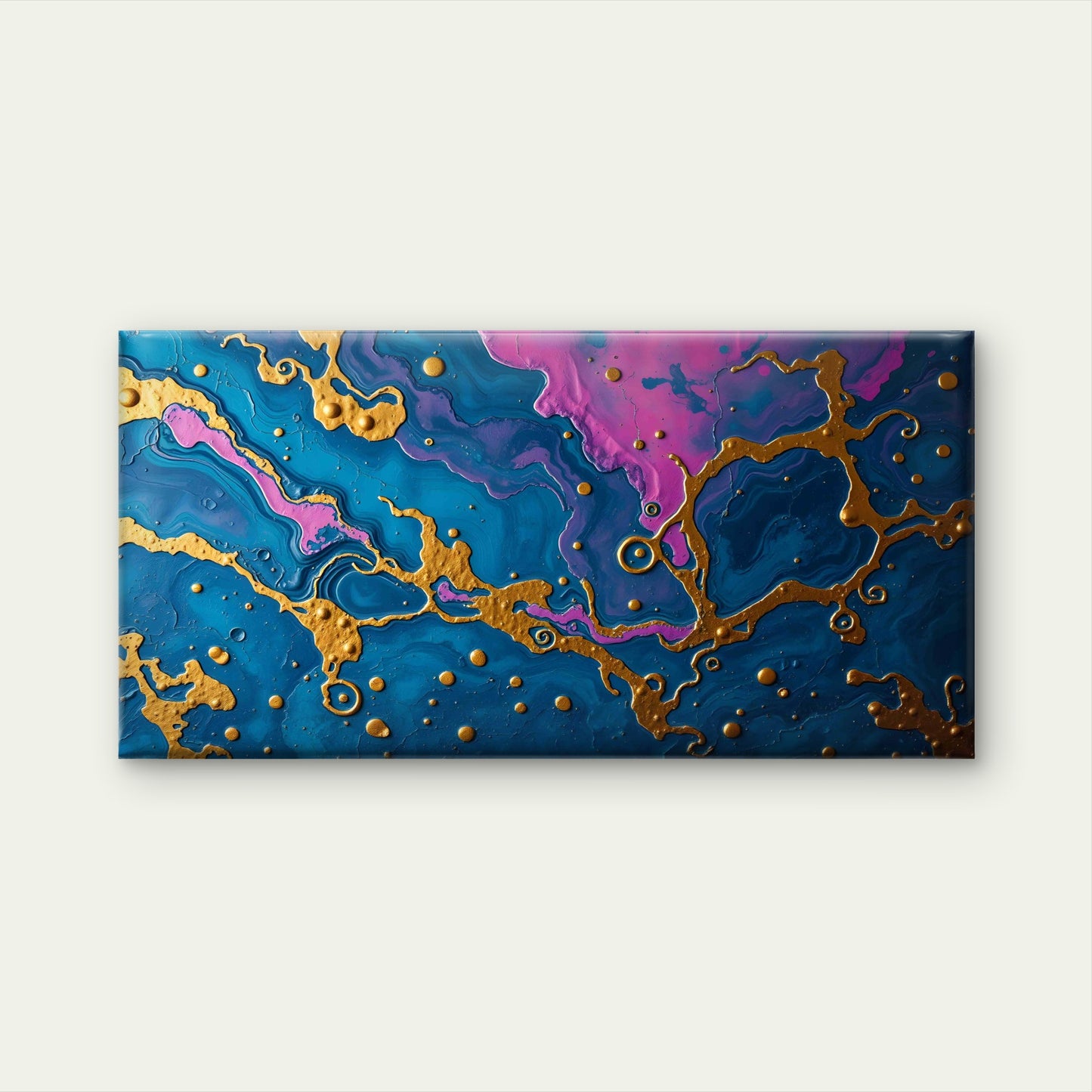 Abstract Gold Blue Pink Art Wall Art Canvas Office Home Room Framed 120x60cm