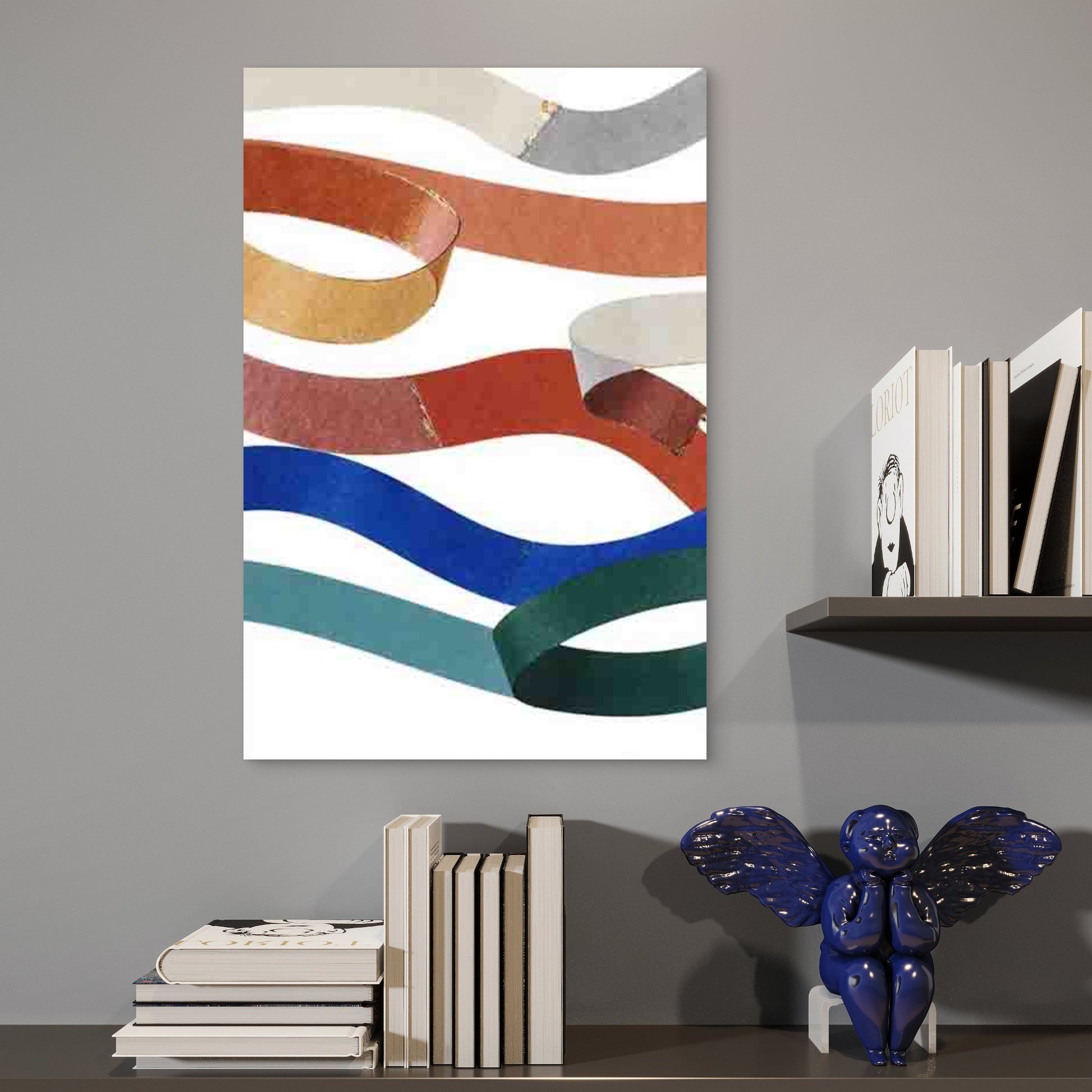 Abstract Wavy Line Art 60x90cm Metal Print Ready to Hang - Bella Home Decor