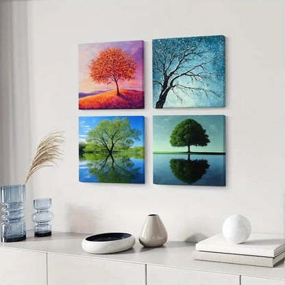 4pcs  Spring Winter  Summer SWS  Wall Art Canvas Framed