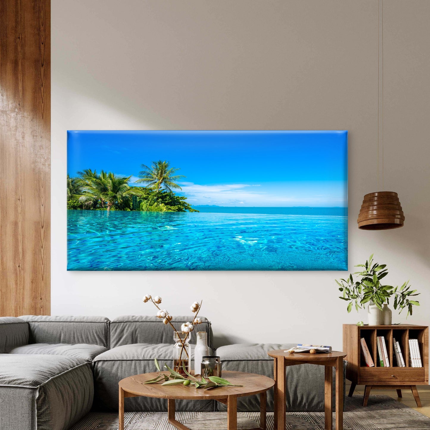 Tropical Ocean Infinity Sea Vi Wall Art Canvas Office Home Room Framed 120x60cm