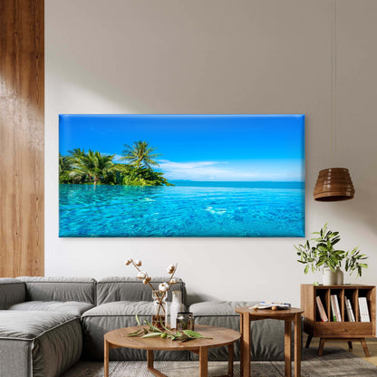 Tropical Ocean Infinity Sea Vi Wall Art Canvas Office Home Room Framed 120x60cm