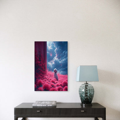 The Pink Path with A Cute Dog Metal Print Ready to Hang