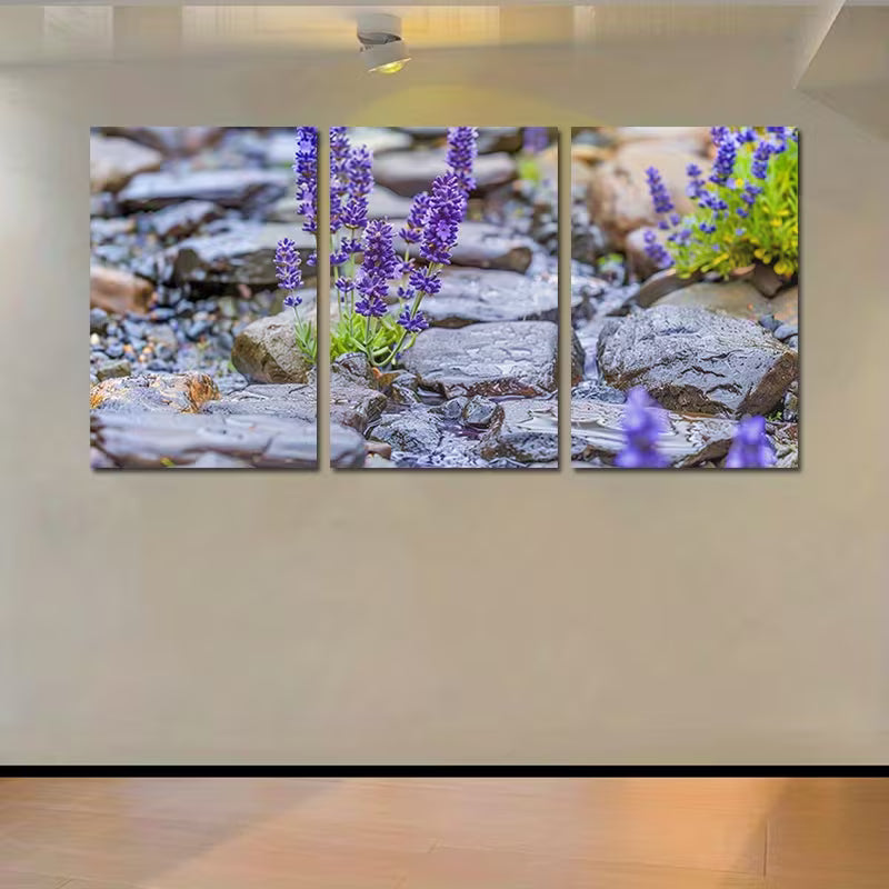3pcs Sun-Drenched Meadow with Rocks Wall Art Set Canvas Framed 60x90cm - High Quality Print 100% Australian Made Wall Canvas Ready to Hang