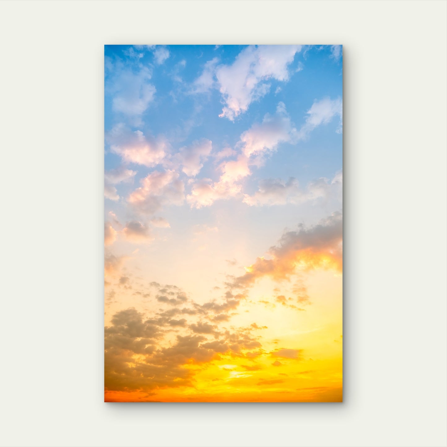 Golden Sunset Sky Clouds Yellow Horizon 40x60cm Metal Print Ready to Hang