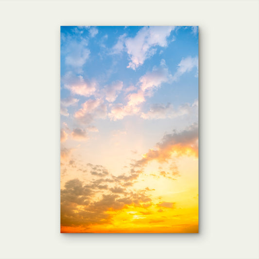 Golden Sunset Sky Clouds Yellow Horizon 40x60cm Metal Print Ready to Hang