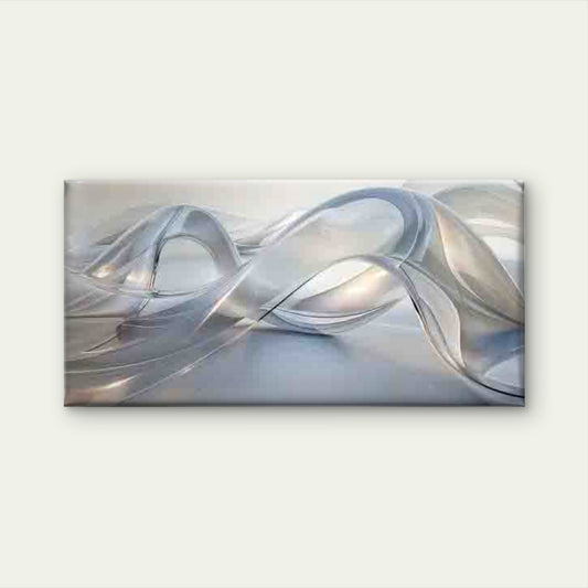 Abstract Silver Fluid Waves Wall Art Canvas Office Home Room Framed 120x60cm