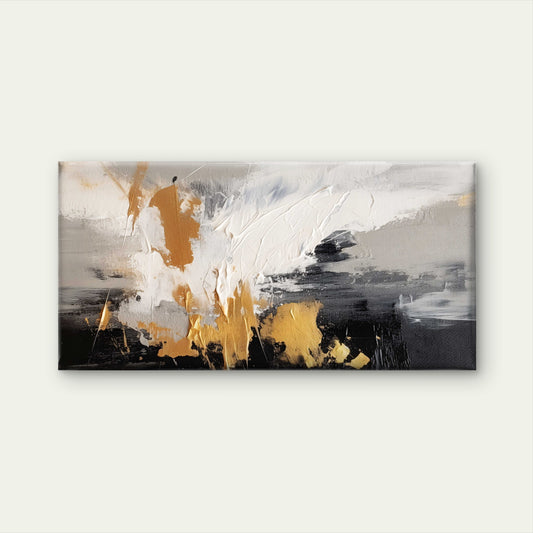 Abstract Gold Foil Textured Wall Art Canvas Office Home Room Framed 120x60cm