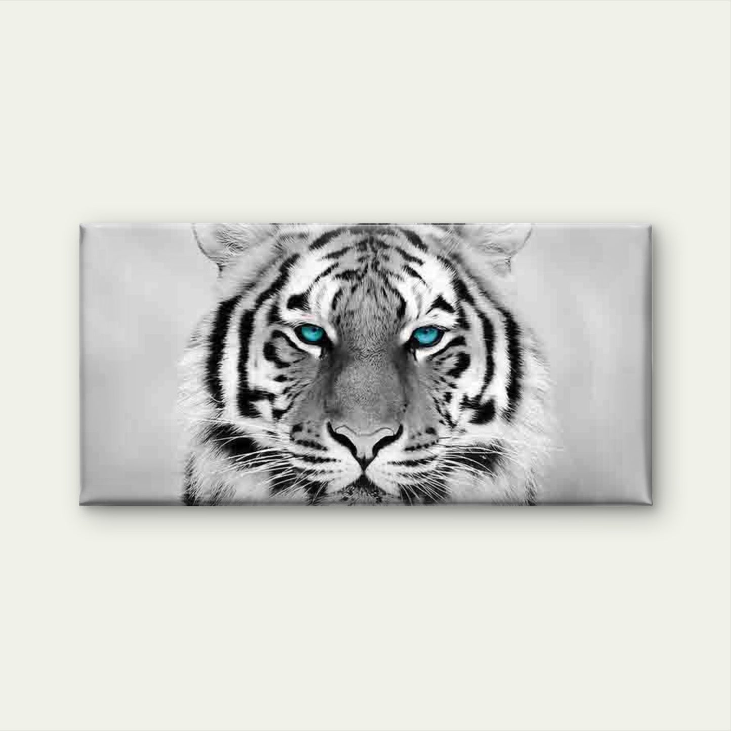 White Tiger Blue Eyes Wall Art Canvas Office Home Room Framed 120x60cm