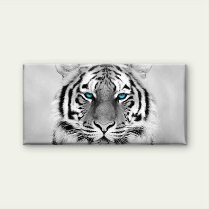 White Tiger Blue Eyes Wall Art Canvas Office Home Room Framed 120x60cm