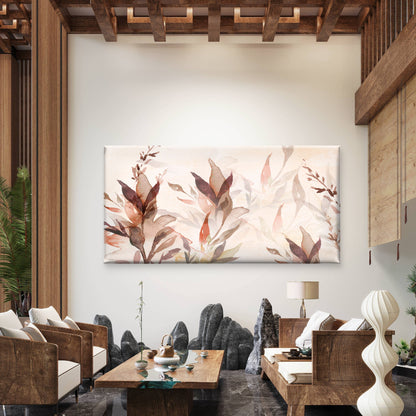 Whispering Plum Leaves Wall Art Canvas Office Home Room Framed 120x60cm - Bella Home Decor