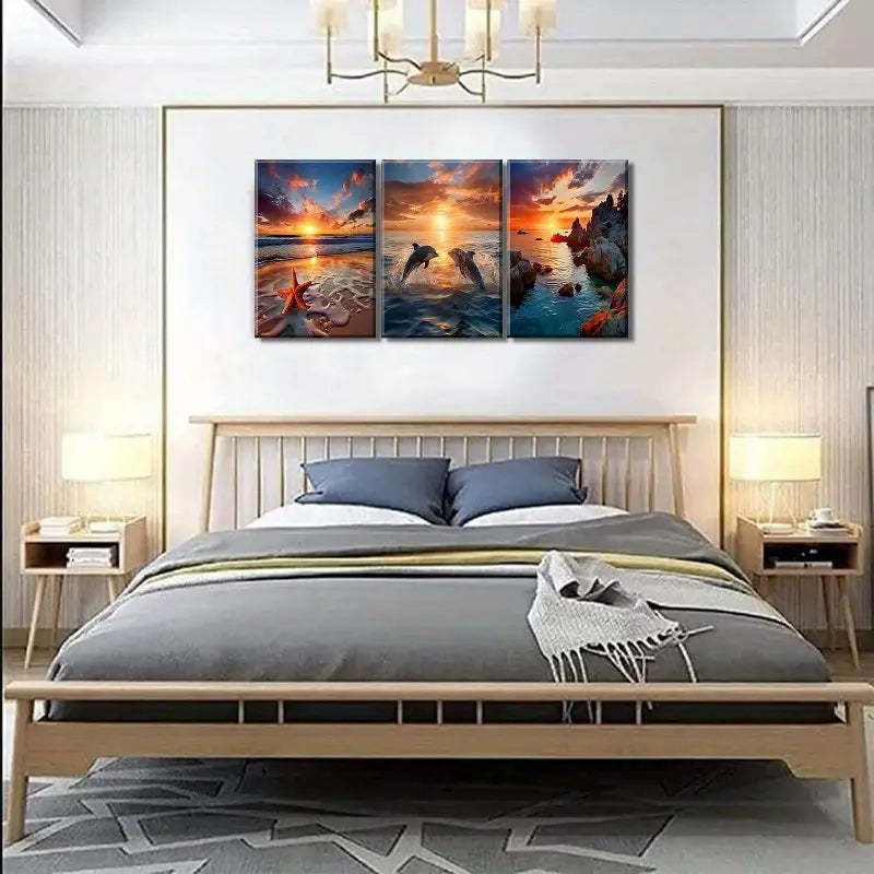 3pcs Pictures Starfish Dolphin Metal Print Ready to Hang Art