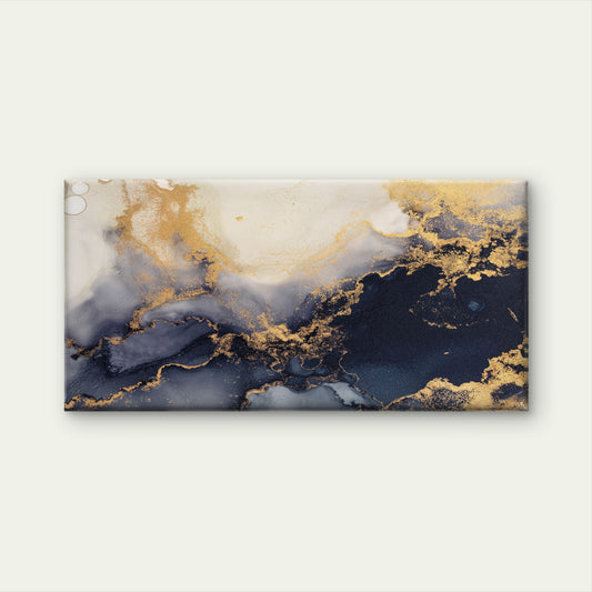 Swirls of Gilded Marble Wall Art Canvas Office Home Room Framed 120x60cm