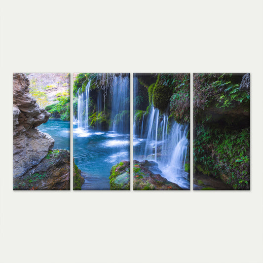4pcs Yerkopru Waterfall Turkey Wall Art Set Canvas Framed 45x80cm - High Quality Print 100% Australian Made Wall Canvas Ready to Hang