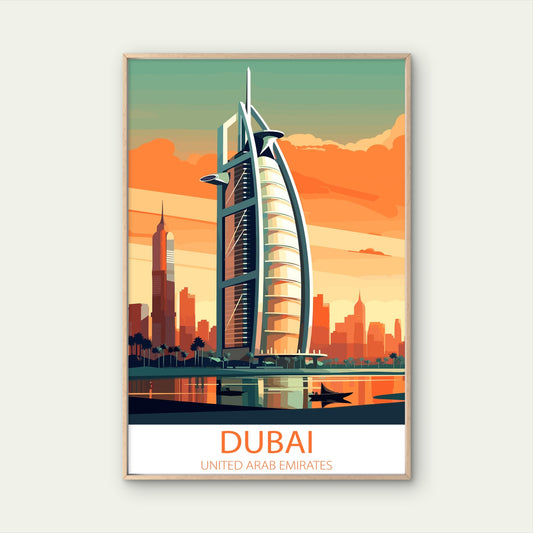Dubai Burj Al Arab Hotel United Arab Emirates Travel Poster Print Wall Art