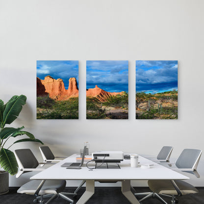 3pcs Cloudy Blue Sky Tatacoa Desert Colombia Metal Print Ready to Hang Art