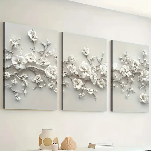 3pcs Modern Abstract Flower Art Wall Art Set Canvas Unframed - High Quality Print 100% Australian Made Wall Canvas