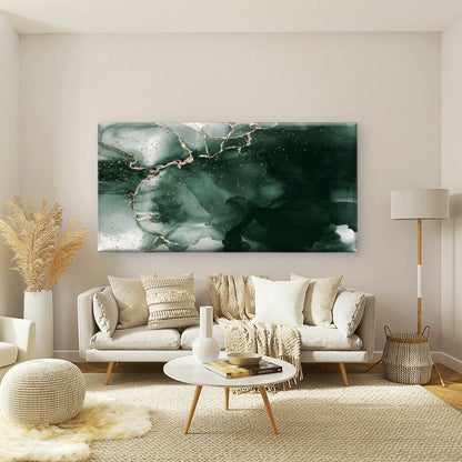 Deep Green Gilded Flow Wall Art Canvas Office Home Room Framed 120x60cm