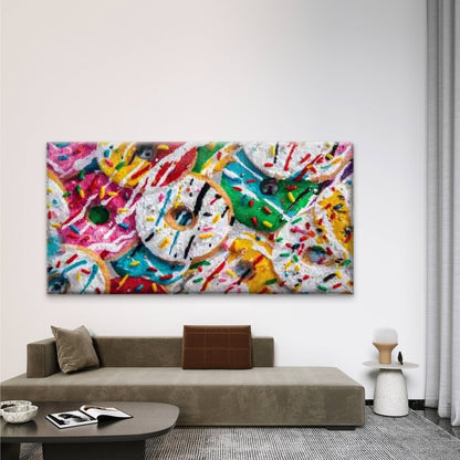 Vibrant Donuts Adorned Wall Art Canvas Office Home Room Framed 120x60cm
