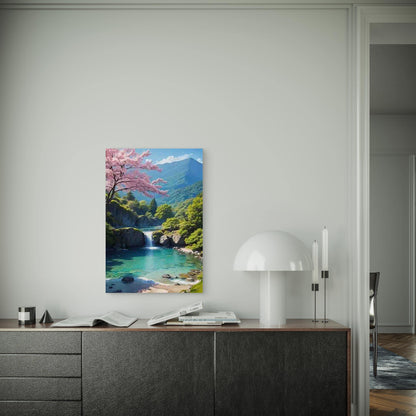 Traditional Cherry Blossom Waterfall 60x90cm Metal Print Ready to Hang
