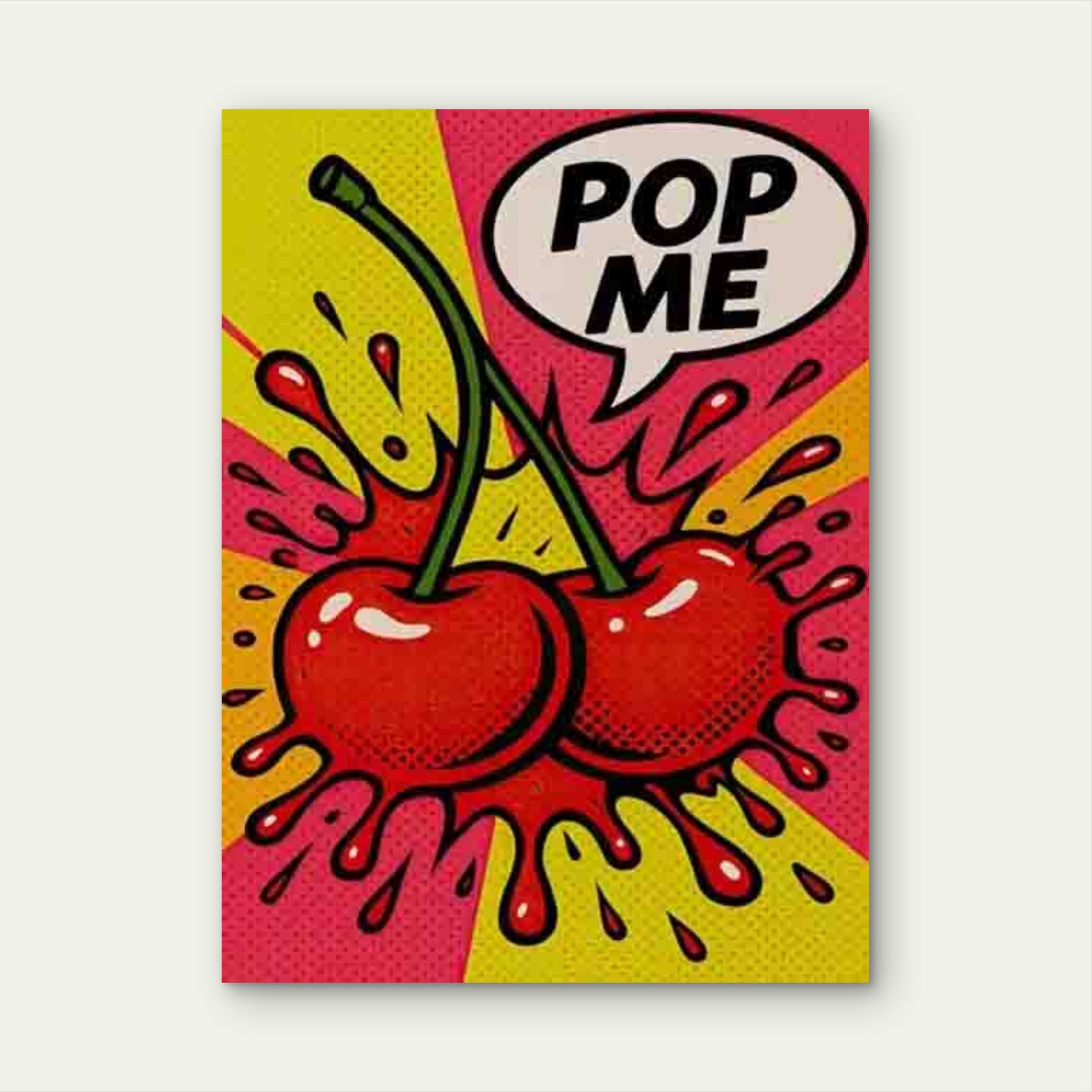 Pop Me with Two Cherries 60x90cm Metal Print Ready to Hang - Bella Home Decor