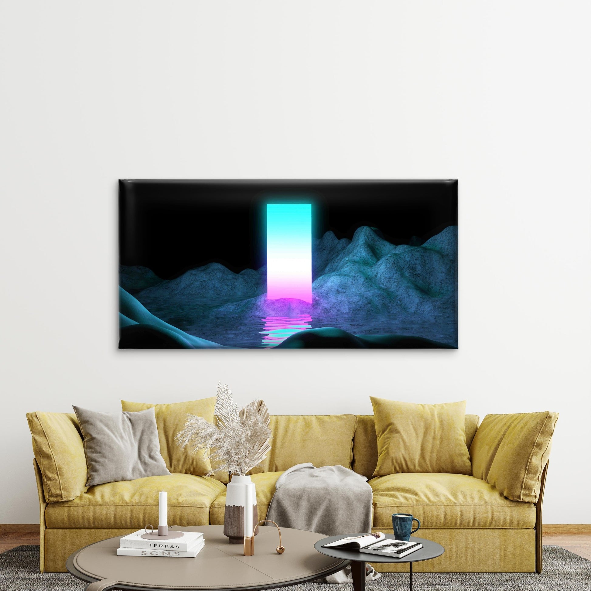Glowing Space Portal Wall Art Canvas Office Home Room Framed 120x60cm - Bella Home Decor