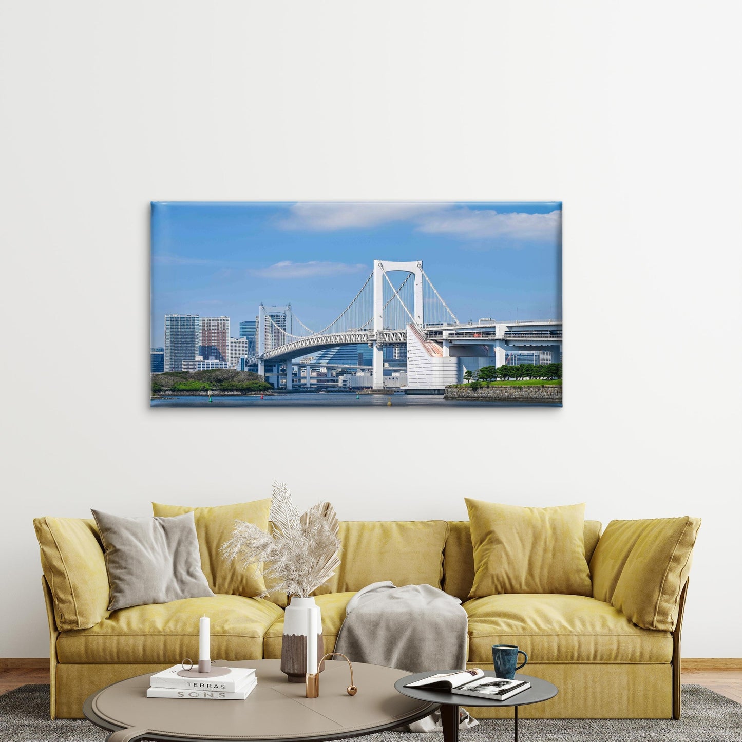 Rainbow Bridge Spanning Tokyo Wall Art Canvas Office Home Room Framed 120x60cm - Bella Home Decor
