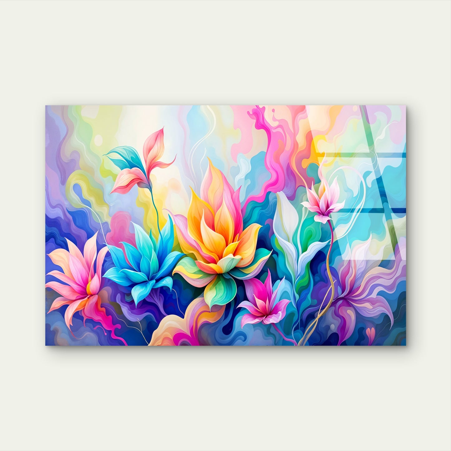 Colorful Pastel Abstract Lotus Acrylic Glass Printing Wall Art Australian Made Quality