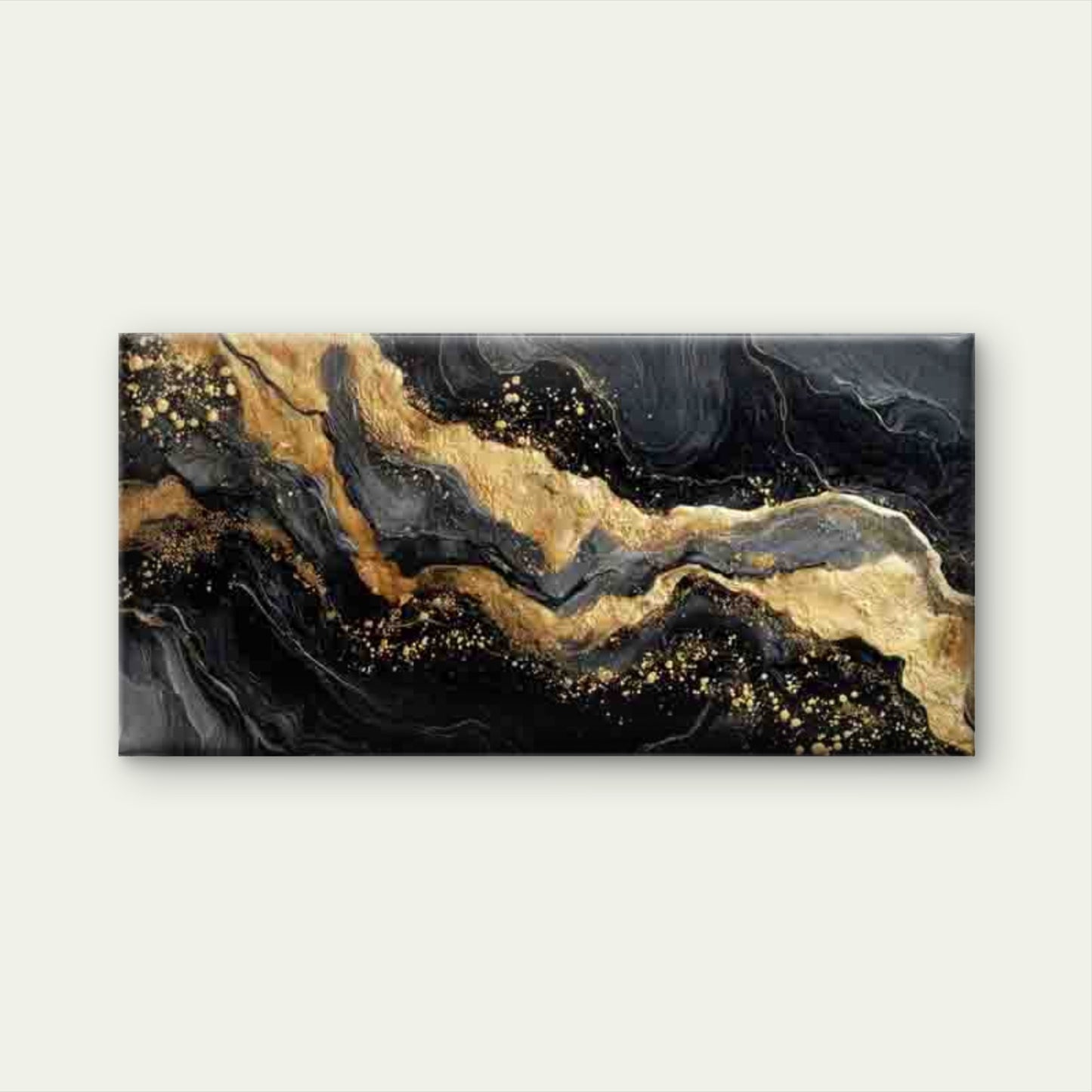Luxury Elegance Golden Accents Wall Art Canvas Office Home Room Framed 120x60cm - Bella Home Decor