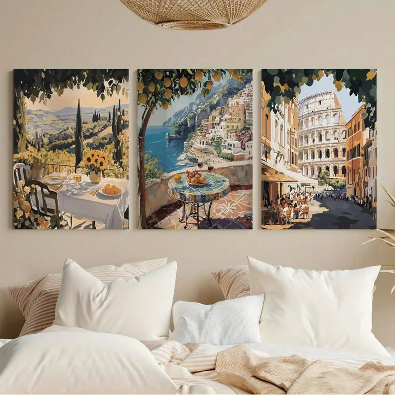 3pcs Marco De Madera Impreso Decorativo  Metal Print Ready to Hang Art