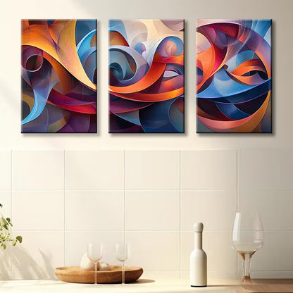 3pcs Luxurious Abstract Ribbon Design Wall Art Set Canvas Framed 40x60cm - High Quality Print 100% Australian Made Wall Canvas Ready to Hang