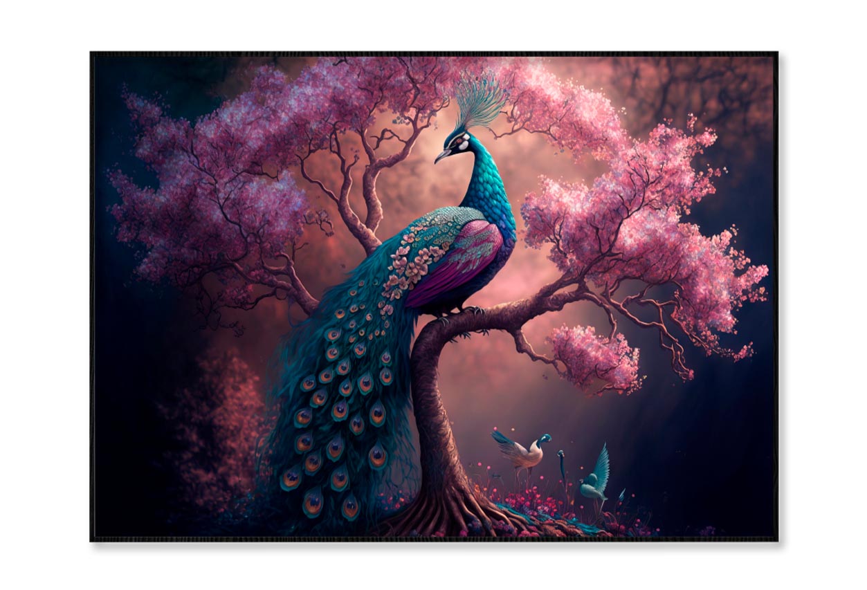 Peacock Sitting on Top of a Tree Home Decor Premium Quality Poster Print Choose Your Sizes