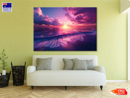 Sunset with Pink Sky in Seashore Print 100% Australian Made - Bella Home Decor