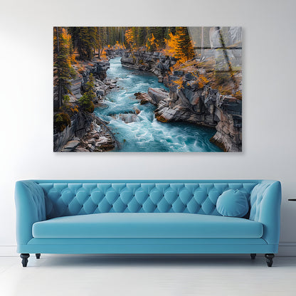 A River Flowing Through a Rocky Area Acrylic Glass Print Tempered Glass Wall Art 100% Made in Australia Ready to Hang