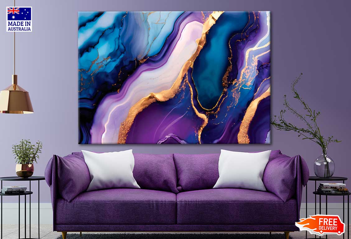 Mixture Of Blue And Purple Abstract Print 100% Australian Made