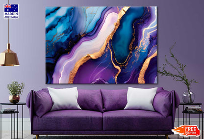 Mixture Of Blue And Purple Abstract Print 100% Australian Made