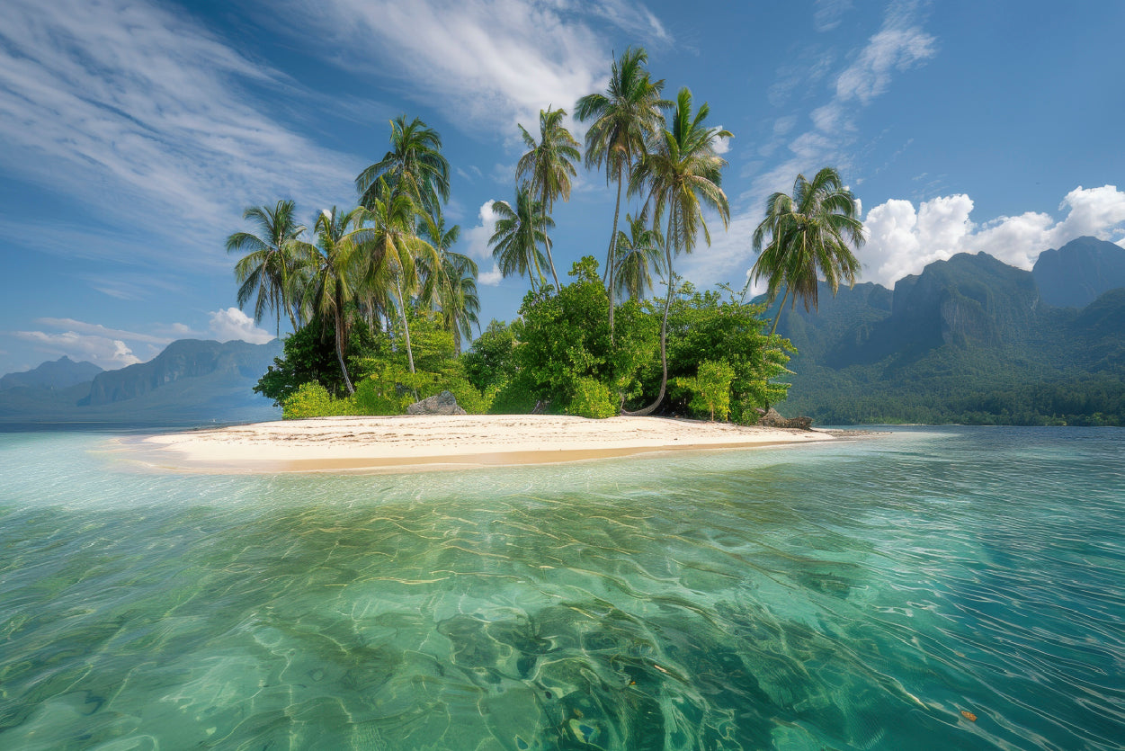 Tropical Island Paradise with Palm Trees Home Decor Premium Quality Poster Print Choose Your Sizes - Bella Home Decor