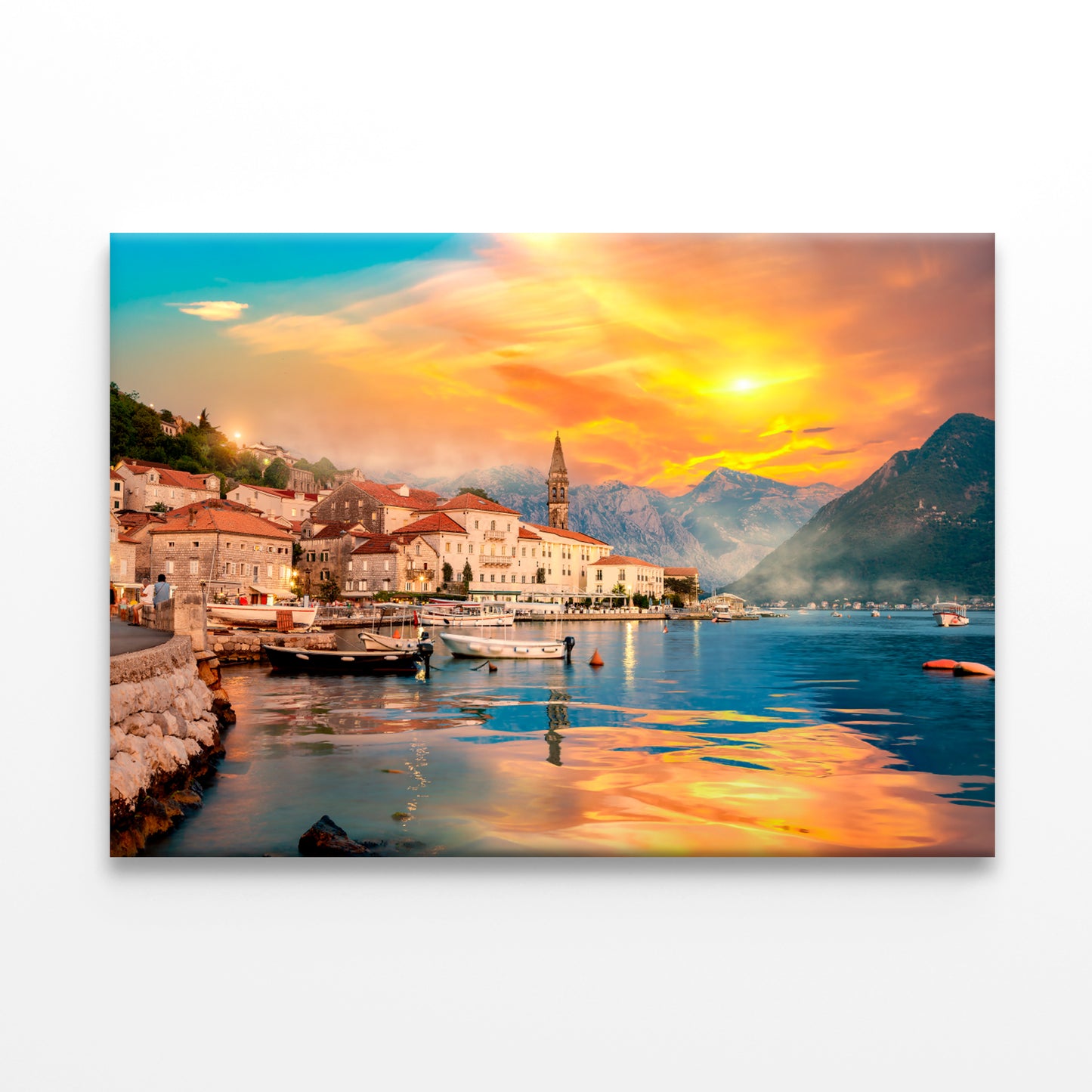 Perast in Bay of Kotor at Sunset Wall Art Decor 100% Australian Made - Bella Home Decor