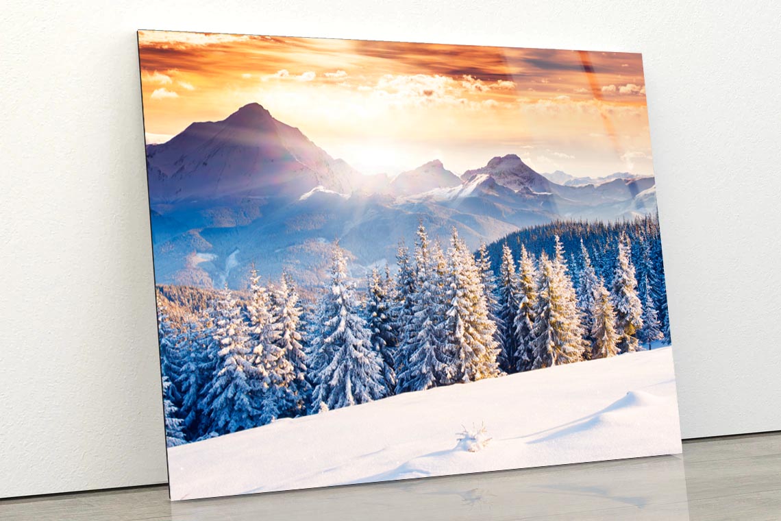 Fantastic Evening Winter Landscape Acrylic Glass Print Tempered Glass Wall Art 100% Made in Australia Ready to Hang - Bella Home Decor