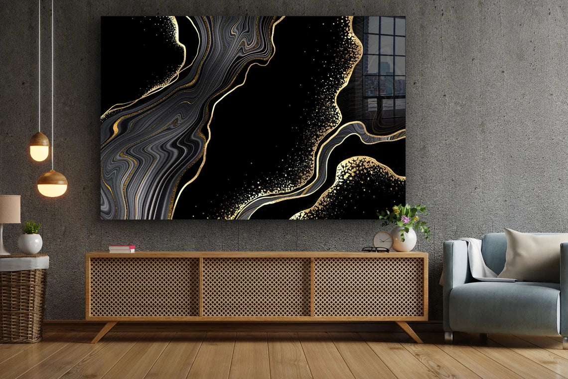 Gold Abstract Marble UV Direct Aluminum Print Australian Made Quality