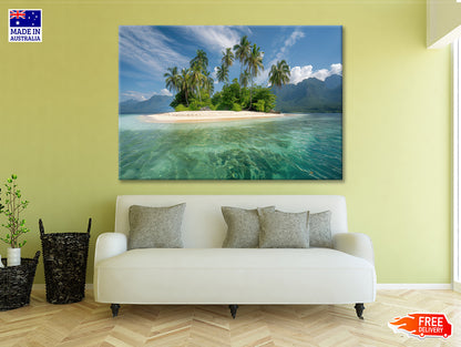 Tropical Island Paradise with Palm Trees Print 100% Australian Made - Bella Home Decor