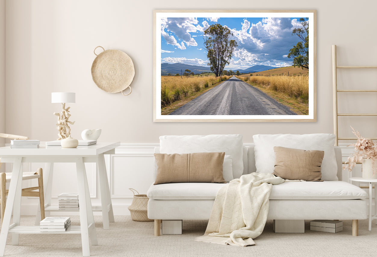 Road with Trees, Sky & Mountains Home Decor Premium Quality Poster Print Choose Your Sizes - Bella Home Decor