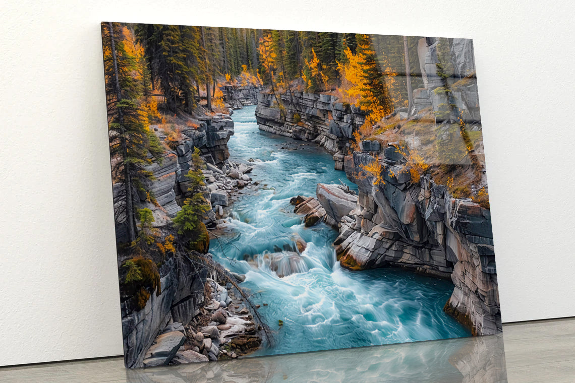 A River Flowing Through a Rocky Area Acrylic Glass Print Tempered Glass Wall Art 100% Made in Australia Ready to Hang