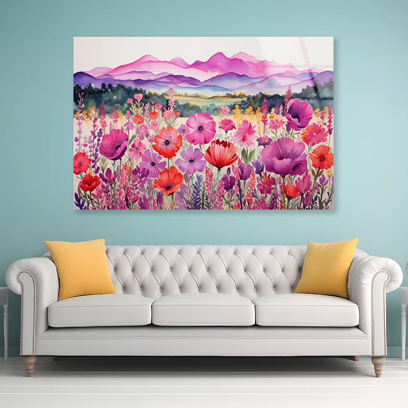 Painting Of a Group of Poppy Flowers Acrylic Glass Print Tempered Glass Wall Art 100% Made in Australia Ready to Hang - Bella Home Decor