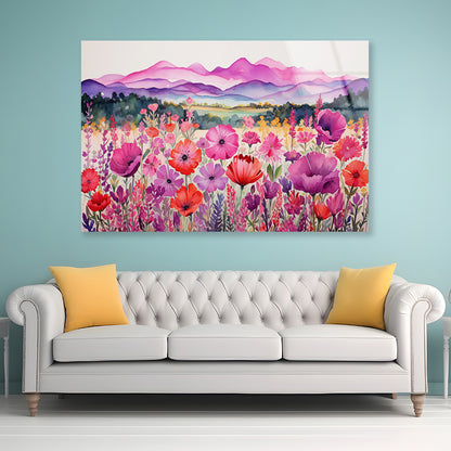 Painting Of a Group of Poppy Flowers Acrylic Glass Print Tempered Glass Wall Art 100% Made in Australia Ready to Hang - Bella Home Decor