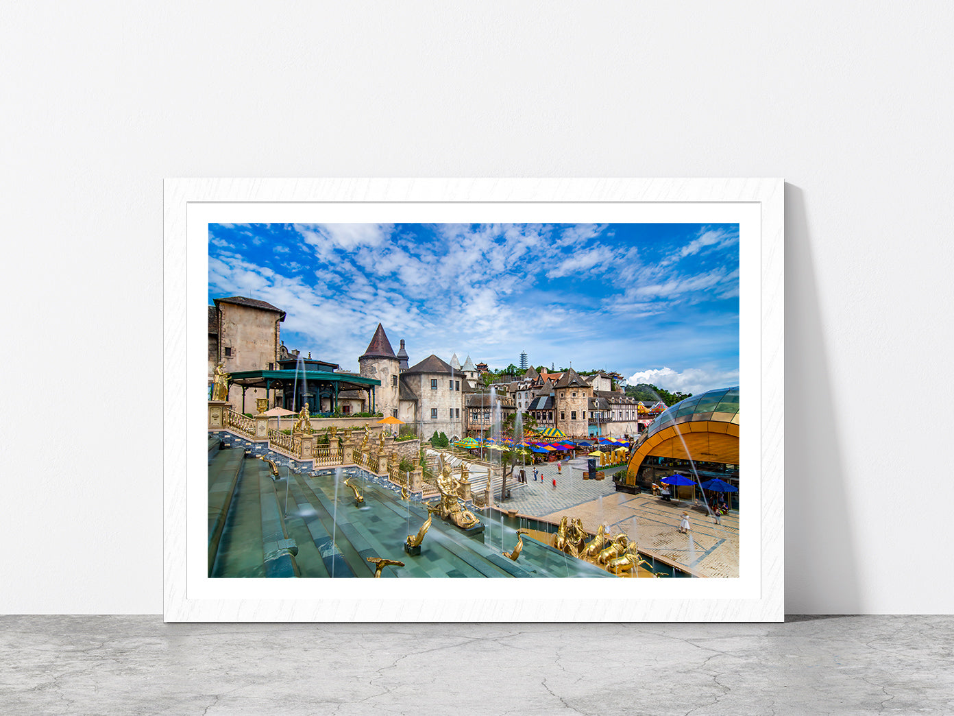 Beautiful Cityscape In Vietnam Glass Framed Wall Art, Ready to Hang Quality Print With White Border White