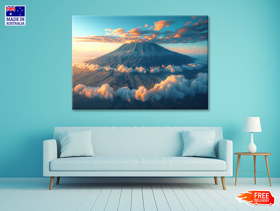 Clouds Around Mount Kilimanjaro Print 100% Australian Made - Bella Home Decor