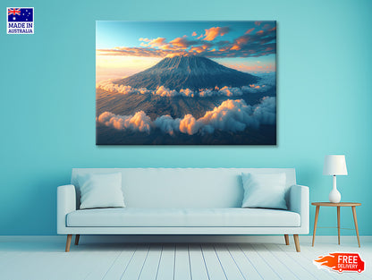 Clouds Around Mount Kilimanjaro Print 100% Australian Made - Bella Home Decor