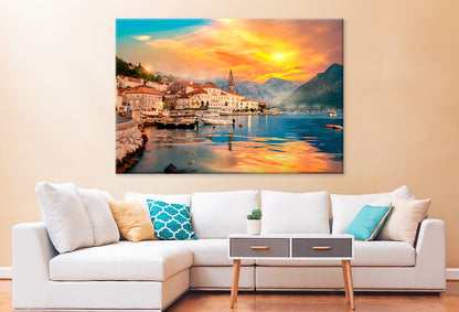 Perast in Bay of Kotor at Sunset Wall Art Decor 100% Australian Made - Bella Home Decor