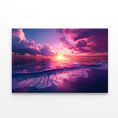 Sunset with Pink Sky in Seashore Print 100% Australian Made - Bella Home Decor